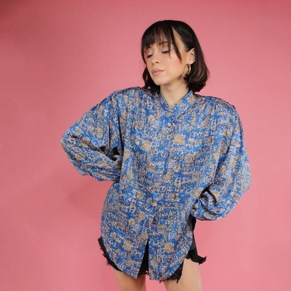 Vintage Japanese Stand Collar Button Down - Picture 5 of 7